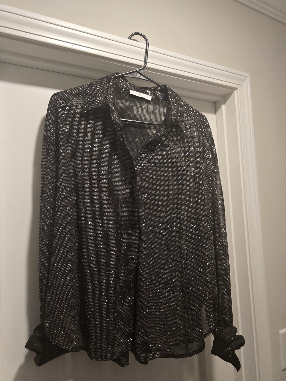 Roseanna Paris Bijou Disco Sheer Glitter Snap Button Blouse Top FR 38 US 6